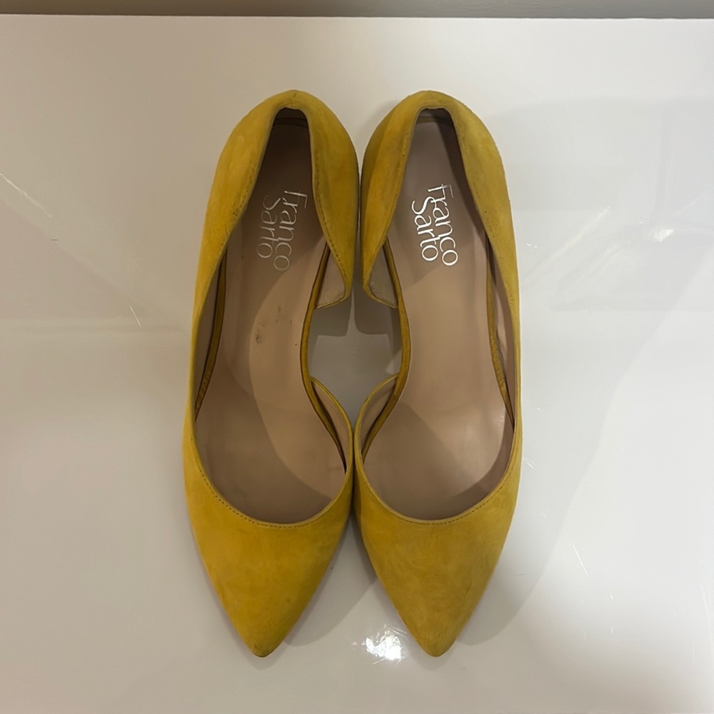 Franco Sarto yellow suede wedges